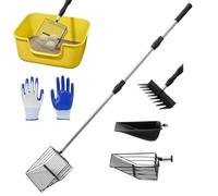 Chicken Poop Scooper, Coop Litter Shovel, 36.2x28.5in Farm Waste Cleaner, Ergonomic Extendable Handle, Interchangeable Shovel Heads for Farms Maintenance Animal Cleanup Use