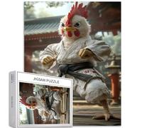 Chicken Practicing Karate Puzzle da 1000 pezzi per adulti Tempio Giapponese Sfondo Art Puzzle colorato fai da te per la decorazione della casa Regali Puzzle Famiglia Perfetto per serate di gioco 50 ×