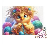 Chicken Puzzle Da 1000 Pezzi Knitting Fluffy Chick in Cartone Riciclato Per Appassionati Decorare Casa Allenare La Mente Interlocking Offerta Speciale 70x50cm/1000pcs