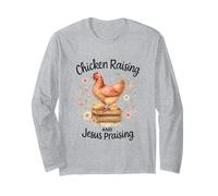 Chicken Raising And Jesus Praising Farmhouse Watercolor Maglia a Manica