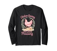 Chicken Raising And Jesus Praising Watercolor Farmhouse Maglia a Manica
