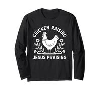 Chicken Raising Jesus Praising Umorismo Cristiano Allevatore Maglia a Manica