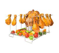 Chicken - Rastrelliera 4 in 1 per pollo, 4 in 1, in acciaio inox, 10 slot con spiedini, per giardino, o giardino