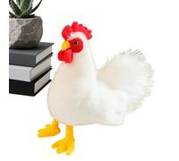Chicken Stuffed Animal - 18 cm Realistic Cute Toys | Animal Plush Doll Desk Figurine | Soft White Rooster And Hen Dolls For Kids Girls Boys Adults Living Room Bedroom Office Car Travel Birthday Party