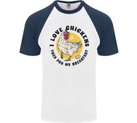 Chickens Poo My Breakfast Funny Food Eggs Uomo S/S Baseball T-Shirt