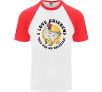 Chickens Poo My Breakfast Funny Food Eggs Uomo S/S Baseball T-Shirt