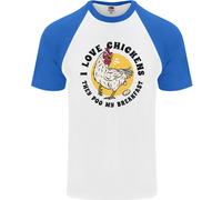 Chickens Poo My Breakfast Funny Food Eggs Uomo S/S Baseball T-Shirt