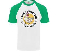 Chickens Poo My Breakfast Funny Food Eggs Uomo S/S Baseball T-Shirt
