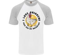 Chickens Poo My Breakfast Funny Food Eggs Uomo S/S Baseball T-Shirt