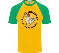 Chickens Poo My Breakfast Funny Food Eggs Uomo S/S Baseball T-Shirt