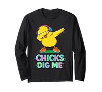 Chicks Dig Me Easter per Bambini Glitch Happy Easter Divertente Maglia a Manica