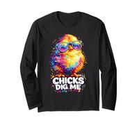 Chicks Dig Me - Occhiali Colorati con Scritta Happy Easter Day Maglia a Manica