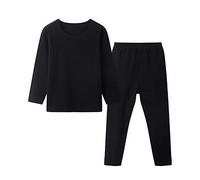 Chickw11 2 Pezzi Pigiama a Maniche Lunghe per Ragazzi e Ragazze Pajama Set 100% Cotone Bambine Ragazzi aeromobili Stampa Pigiama Set, Regalo per Bambini 3-10 Anni (Nero,90cm)