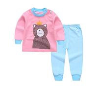 Chickw11 2 Pezzi Pigiama a Maniche Lunghe per Ragazzi e Ragazze Pajama Set 100% Cotone Bambine Ragazzi aeromobili Stampa Pigiama Set, Regalo per Bambini 1-7 Anni (Corona,90cm)