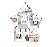 Chickw11 Asciugamano Poncho Bambino, Cartone Animato Kids Accappatoio Microfibra Asciugatura da Bagno con Cappuccio Asciugatura Rapida per Spiaggia Bagno (60 * 80cm,Colore Alpaca)
