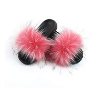 Chickw11 Ciabatte con Zeppa Donna Estive Sandali alla Moda, Leggera Comoda Pantofole Casual Boemia Ciabatte Aperte Antiscivolo Pantofole di Peluche per Spiaggia Viaggio (36-37,Rose Red)