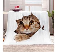 Chickw11 Coperta di Flanella, Stampa Gatto Morbida Leggera Pile Coperte Comfort Calda Coperta Tutte Le Stagioni Multifunzionale per Divano o Letto Singolo e Matrimoniale (Bianco,130x150cm)