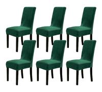 Chickw11 Coprisedie con Schienale Elasticzzato, Velluto Moderno Tinta Unita Protettiva Coprisedile Sala da Pranzo Hotel Cerimonia Banchetto Lavabile Wedding Party Decor (6 Pezzi,Verde scuro)