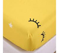 Chickw11 Lenzuola 120x200, Lenzuolo Sotto con Angoli Elasticizzato, Cartone Animato Lenzuola di Microfibra Profonde 30cm, Giallo Ciglia Stampa