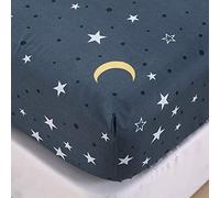 Chickw11 Lenzuola 150x200, Lenzuolo Sotto con Angoli Elasticizzato, Cartone Animato Lenzuola di Microfibra Profonde 30cm, Galassia Luna Stellare Stampa