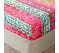 Chickw11 Lenzuola Singolo 90x200, Lenzuolo Sotto con Angoli Elasticizzato, Bohemien Lenzuola di Microfibra Profonde 30cm, Rosso