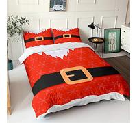 Chickw11 Natale Biancheria da Letto, 3 Pezzi Microfibra 3D Set di Biancheria da Letto con Copripiumino e Federa per Letto Singolo Matrimoniale King Size (Fiocco di Neve Rosso,140x200cm)