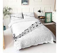 Chickw11 Set Copripiumino 3D,Nota Musicale Stampa Set di Biancheria da Letto 3 Pezzi con Copripiumino e Federa - Singolo Matrimoniale King Size Set Biancheria da Letto (Musica,140x200cm)