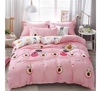 Chickw11 Set di Biancheria da Letto 3 Pezzi, Cartone Animato Stampa Set Copripiumino e Federa in Microfibra per Adulto Ragazzo Ragazza Singolo Matrimoniale Letto (Avocado Rosa,220x240cm)