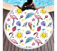 Chickw11 Telo Mare Grande Asciugamano da Spiaggia Rotondo in Microfibra,Asciugatura Rapid Telo da Campeggio per Yoga Piscina Picnic e Bagno-Stampa Fenicottero 3D (Diametro 150cm/59,Estate)