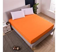 Chickw11 Tinta Unita Lenzuolo sotto con Angoli Singolo Matrimoniale, Microfibra Lenzuolo profondità 25cm ed Elastic per Letto Singolo Doppio Piazza e Mezza (Arancia,120X200X25cm)
