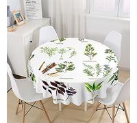 Chickw11 Tovaglia Rotonda Bianca con Stampa Piante Moderne, Impermeabile, Antimacchia, Riutilizzabile, in Poliestere, Decorazione da Tavolo Rotonda per Casa Giardino (Piante Verdi,180cm)