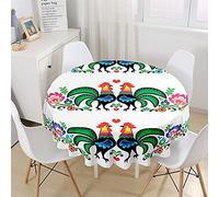 Chickw11 Tovaglia Rotonda con Stampa Gallo Creativo, Impermeabile, Antimacchia, Riutilizzabile, in Poliestere, Decorazione da Tavolo Rotonda per Casa Giardino (Pollo Ai Fiori,180cm)