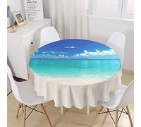 Chickw11 Tovaglia Rotonda in Poliestere, Impermeabile, Antimacchia, Lavabile Tovaglia Mare Fantasia Onde - Adatto per la Decorazione Casa Cucina, Varie Misure (Mare Blu,200cm)