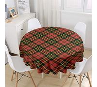 Chickw11 Tovaglia Rotonda in Poliestere, Tovaglia di Stampa Classico Plaid retrò, Impermeabile e Antimacchia, Lusso, Riutilizzabile per Decorazione Tavolo Casa Cucina (Tartan,120cm)
