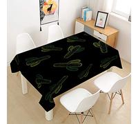 Chickw11 Tovaglia Stampata Cactus Creativo, Tovaglia Lavabile Rettangolare Impermeabile Antimacchia per Cucina Tavolo da Giardino Decorazione Diverse Misure (Nero,140x240cm)
