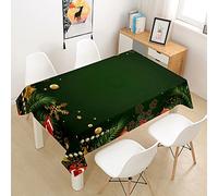 Chickw11 Tovaglie da Tavola Stampa Natalizia Verde 3D Impermeabile Antimacchia, Tovaglie Rettangolare in Poliestere per Cucina Tavolo da Giardino Tema Natale Decorazione (Verde Scuro,60x60cm)