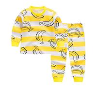 Chickwin 2 Pezzi Pigiama a Maniche Lunghe per Ragazzi e Ragazze Pajama Set 100% Cotone Bambine Ragazzi aeromobili Stampa Pigiama Set, Regalo per Bambini 1-7 Anni