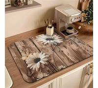 Chickwin 3D Venature Legno Tappetino Scolapiatti,Scolapiatti Assorbente,Tappetino Macchina Caffe Antiscivolo,Tappetini Bancone Cucina Asciugatura Rapida,Accessori Cucina (Vinatura del Legno,50x80cm)