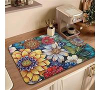 Chickwin 3D Venature Legno Tappetino Scolapiatti,Scolapiatti Assorbente,Tappetino Macchina Caffe Antiscivolo,Tappetini Bancone Cucina Asciugatura Rapida,Accessori Cucina (Giungla,30x40cm)