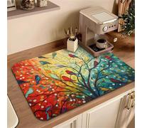 Chickwin 3D Venature Legno Tappetino Scolapiatti,Scolapiatti Assorbente,Tappetino Macchina Caffe Antiscivolo,Tappetini Bancone Cucina Asciugatura Rapida,Accessori Cucina (Colorato,50x80cm)