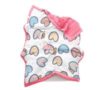 Chickwin Bambino Trapuntino Copriletto Singolo, Coperta Estivo Trapunta Trapuntato in Animale Frutta Stampa Reversibile Coperta Letto Leggera per Camera da Letto (Cuore Rosa,120x150cm)