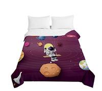 Chickwin Bambino Trapuntino Estivo Copriletto Trapuntato Matrimoniale Singolo, Cartone Animato Astronauta Goffrato Coperta Trapunta Coperta Leggera per Camera da Letto (Meteorite,150x200cm)