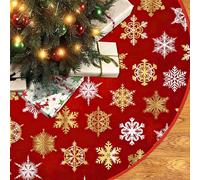 Chickwin Base Albero di Natale 120cm Gonna Albero di Natale, Maglia Tappeto Albero di Natale Rosso Decorazioni Albero di Natale, Natale Decorazioni Casa Interno (Luce Dorata,90cm)
