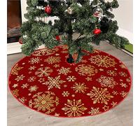 Chickwin Base Albero di Natale 120cm Gonna Albero di Natale, Peluche Tappeto Albero di Natale Rosso Decorazioni Albero di Natale, Natale Decorazioni Casa (120cm/47.2’’,Fiocco Neve Oro 1)