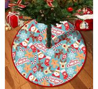 Chickwin Base Albero di Natale Stampa 3D, Rosso Gonna Albero Pelo Corto Tappeto, 2025 Nuovo Inverno Tappeti per Decorazioni delle Feste di Capodanno (Buon Natale 1,120cm)