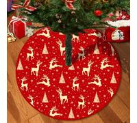 Chickwin Base Albero di Natale Stampa 3D, Rosso Gonna Albero Pelo Corto Tappeto, 2025 Nuovo Inverno Tappeti per Decorazioni delle Feste di Capodanno (Buon Natale 8,90cm)