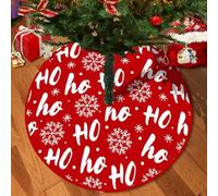 Chickwin Base Albero di Natale Stampa 3D, Rosso Gonna Albero Pelo Corto Tappeto, 2025 Nuovo Inverno Tappeti per Decorazioni delle Feste di Capodanno (HO Rosso,120cm)