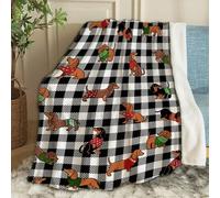 Chickwin Coperta di Flanella, Stampa Bassotto 3D Coperta in Pile per Divano Coperte Calda Morbida Microfibra Coperta Letto Singolo Matrimoniale Una Piazza e Mezza (100x130cm,Buon Natale)