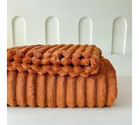 Chickwin Coperta di Flanella, Striscia Peluche Coperta in Pile per Divano Coperte Calda Morbida Confortevole Coperta Letto Singolo Matrimoniale Una Piazza e Mezza (180x200cm,Arancione)