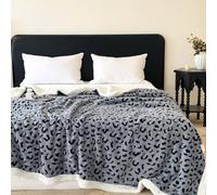 Chickwin Coperta Flanella, 7 TOG Stile Leopardo Coperta Plaid Sherpa Calda Invernale Copriletto Microfibra Morbida Confortevole per Letto Divano, Singolo Matrimoniale (Grigio,180x200cm)